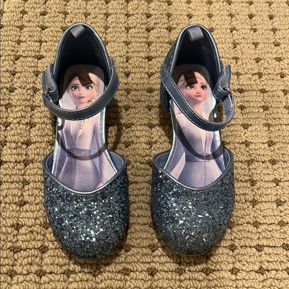 Frozen Elsa Kids Glittery Blue Princess Shoes - Picture 1 of 5